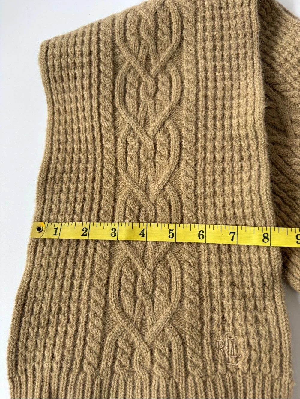 Ralph Lauren Lambswool Angora Tan Beige Scarf Preppy Academia‎ Career Soft Warm